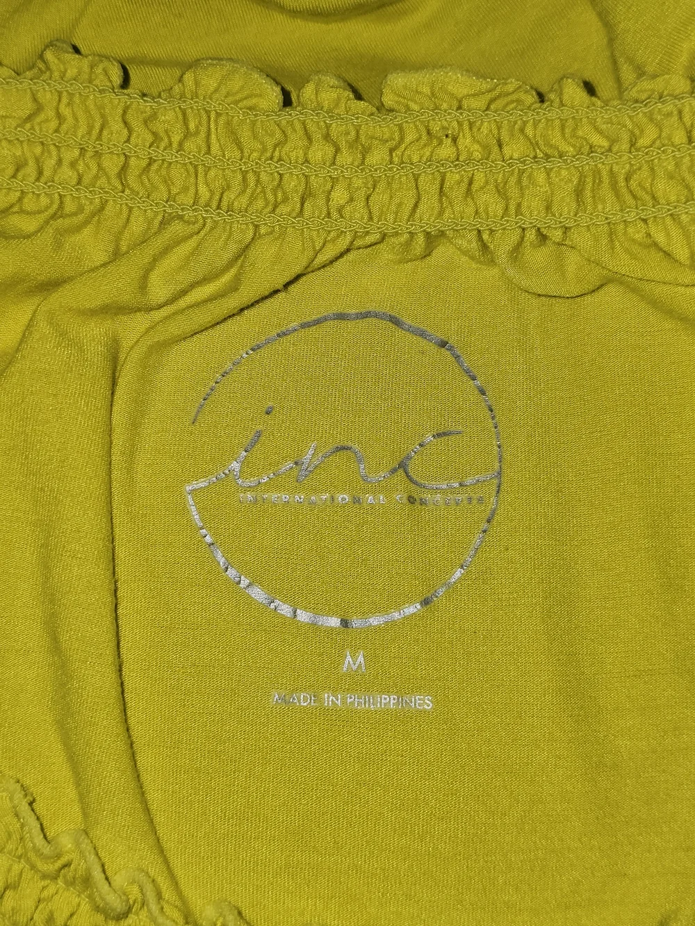 INC International Concepts Bright Yellow Smocked Puff Sleeve Crop Top - Picture 11 of 13